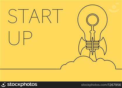 start up rocket bulb yellow background vector illustration