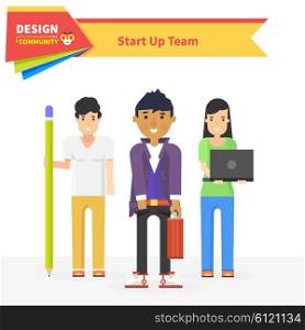 Start up team design community. Startup business, entrepreneur and start team, star up small business, start up work with teamwork, professional star up, team design, occupation illustration