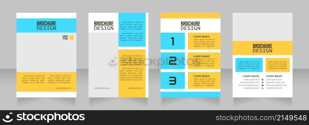 Starting career blank brochure design. Template set with copy space for text. Premade corporate reports collection. Editable 4 paper pages. Bebas Neue, Lucida Console, Roboto Light fonts used. Starting career blank brochure design
