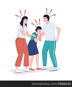 Startled family members semi flat color vector characters. Full body people on white. Being in life-threatening situation isolated modern cartoon style illustration for graphic design and animation. Startled family members semi flat color vector characters