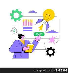 StartUp abstract concept vector illustration. Startup launch, entrepre≠urship,≠w busi≠ss idea, self-employment, busi≠ss venture, mentoring, market validation and investments abstract metaphor.. StartUp abstract concept vector illustration.