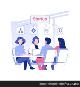 Startup accelerator isolated concept vector illustration. Group of diverse people engaged in startup funding for new project, find a mentor, business incubator, raising money vector concept.. Startup accelerator isolated concept vector illustration.