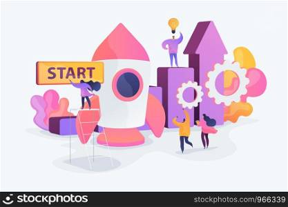Startup accelerator, seed accelerator, startup mentoring concept. Vector isolated concept creative illustration.. Startup accelerator concept vector illustration.