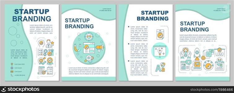Startup branding mint brochure template. Creating business. Flyer, booklet, leaflet print, cover design with linear icons. Vector layouts for presentation, annual reports, advertisement pages. Startup branding mint brochure template