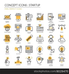 Startup business and launch , thin line icons set ,Pixel Perfect Icons