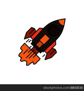 Startup, Business, Goal, Launch, Mission, Spaceship Flat Color Icon. Vector icon banner Template