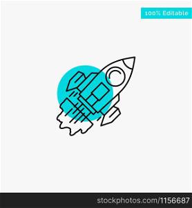 Startup, Business, Goal, Launch, Mission, Spaceship turquoise highlight circle point Vector icon