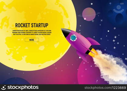Startup business idea concept. Rocket ship in a flat vector