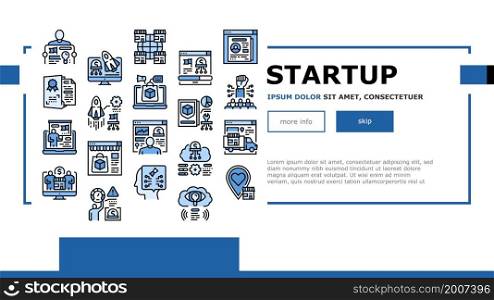 Startup Business Idea Launching Landing Web Page Header Banner Template Vector. Planning Strategy And Launch Startup Company, Businessman Presentation Plan And Reporting Achievement Illustration. Startup Business Idea Launching Landing Header Vector