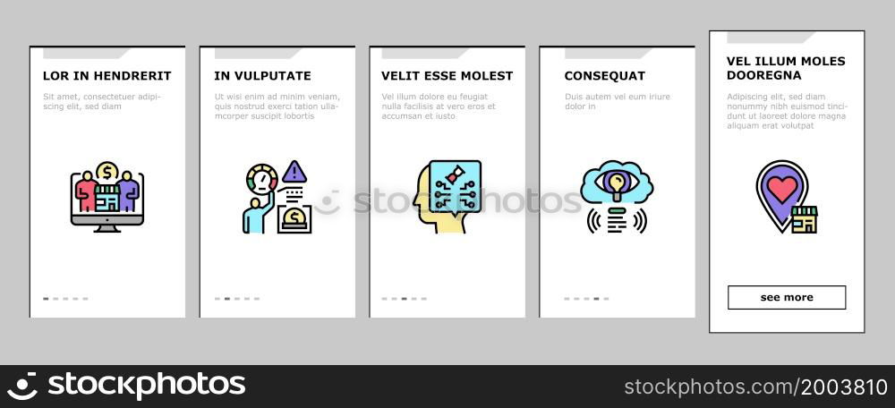 Startup Business Idea Launching Onboarding Mobile App Page Screen Vector. Planning Strategy And Launch Startup Company, Businessman Plan And Reporting Achievement. Product Patent Illustrations. Startup Business Idea Launching Onboarding Icons Set Vector