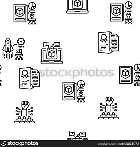 Startup Business Idea Launching Vector Seamless Pattern Thin Line Illustration. Startup Business Idea Launching Vector Seamless Pattern