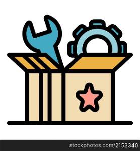 Startup carton box icon. Outline startup carton box vector icon color flat isolated. Startup carton box icon color outline vector