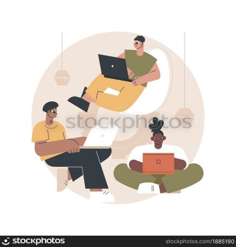 Startup hub abstract concept vector illustration. Startup incubator, young entrepreneur, business idea generation, IT innovation hub, get connected with investor, partnership abstract metaphor.. Startup hub abstract concept vector illustration.
