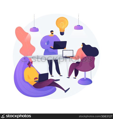 Startup hub abstract concept vector illustration. Startup incubator, young entrepreneur, business idea generation, IT innovation hub, get connected with investor, partnership abstract metaphor.. Startup hub abstract concept vector illustration.