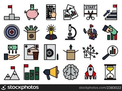 Startup Icon Set. Editable Bold Outline With Color Fill Design. Vector Illustration.