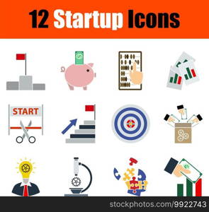 Startup Icon Set. Flat Design. Fully editable vector illustration. Text expanded.