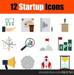 Startup Icon Set. Flat Design. Fully editable vector illustration. Text expanded.