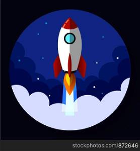 Startup illustration. Rocket in the clouds. Flat design style. Startup illustration. Rocket in the clouds. Flat design style.