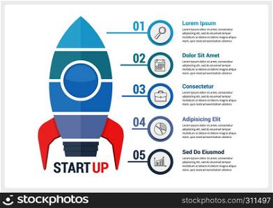 StartUp infographics with five steps, vector eps10 illustration. StartUp Infographics