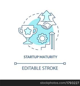 Startup maturity blue concept icon. Stage of company development. Business growth. Startup launch abstract idea thin line illustration. Vector isolated outline color drawing. Editable stroke. Startup maturity blue concept icon