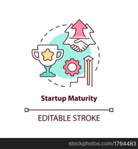 Startup maturity concept icon. Stage of company development. Business growth. Startup launch abstract idea thin line illustration. Vector isolated outline color drawing. Editable stroke. Startup maturity concept icon