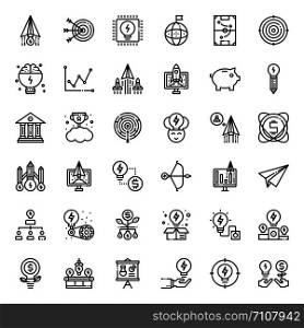 Startup outline icon set, business concept, isolated on white background
