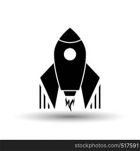 Startup Rocket Icon. Black on White Background With Shadow. Vector Illustration.