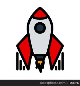 Startup Rocket Icon. Editable Bold Outline With Color Fill Design. Vector Illustration.
