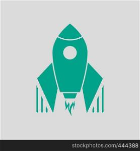 Startup Rocket Icon. Green on Gray Background. Vector Illustration.