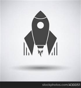 Startup Rocket Icon on gray background, round shadow. Vector illustration.