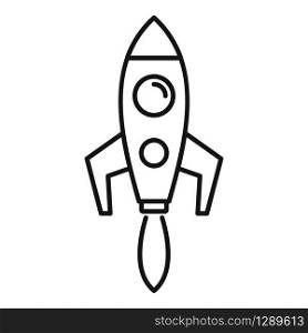 Startup rocket icon. Outline startup rocket vector icon for web design isolated on white background. Startup rocket icon, outline style