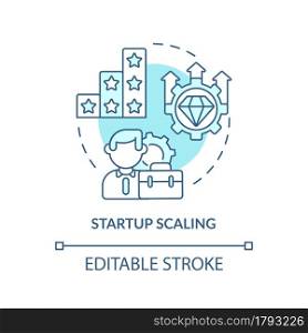 Startup scaling blue concept icon. Business growth. Company development and successful management.Project abstract idea thin line illustration. Vector isolated outline color drawing. Editable stroke. Startup scaling blue concept icon