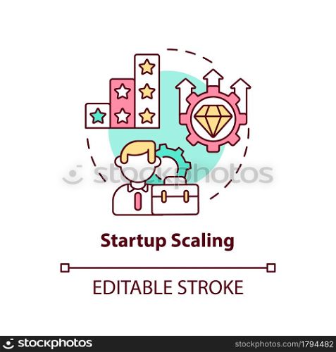 Startup scaling concept icon. Business growth. Company development and successful management.Project abstract idea thin line illustration. Vector isolated outline color drawing. Editable stroke. Startup scaling concept icon