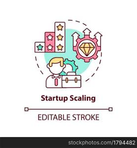 Startup scaling concept icon. Business growth. Company development and successful management.Project abstract idea thin line illustration. Vector isolated outline color drawing. Editable stroke. Startup scaling concept icon
