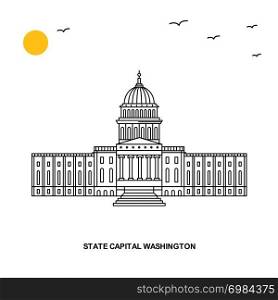 STATE CAPITAL WASHINGTON Monument. World Travel Natural illustration Background in Line Style