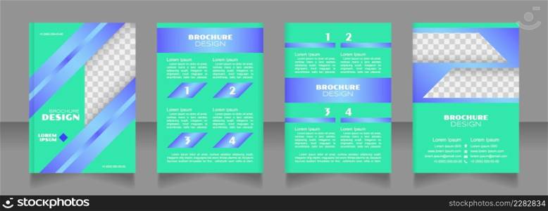 State intervention turquoise blank brochure design. Template set with copy space for text. Premade corporate reports collection. Editable 4 paper pages. Syncopate, Poller One, Arial Regular fonts used. State intervention turquoise blank brochure design