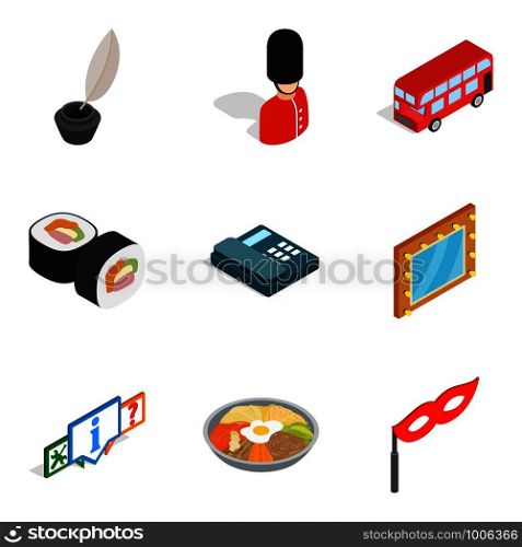 State of affairs icons set. Isometric set of 9 state of affairs vector icons for web isolated on white background. State of affairs icons set, isometric style
