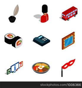 State of affairs icons set. Isometric set of 9 state of affairs vector icons for web isolated on white background. State of affairs icons set, isometric style