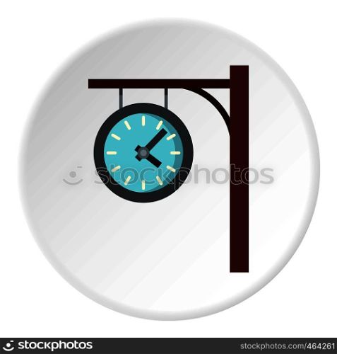 Station clock icon in flat circle isolated vector illustration for web. Station clock icon circle