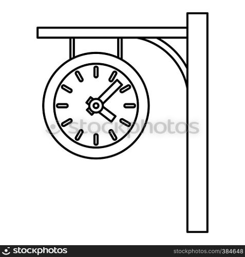 Station clock icon. Outline illustration of station clock vector icon for web design. Station clock icon, outline style