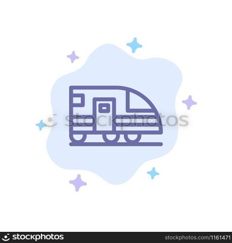 Station, Subway, Train, Transportation Blue Icon on Abstract Cloud Background