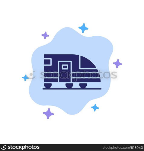 Station, Subway, Train, Transportation Blue Icon on Abstract Cloud Background