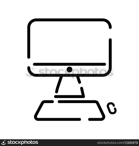 stationary computer modern icon broken line vector illustration