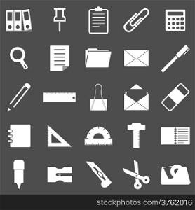 Stationary icons on gray background, stock vector