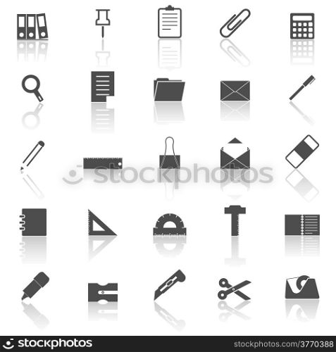 Stationary icons with reflect on white background, stock vector