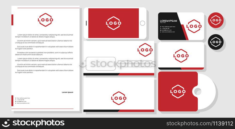 Stationery business card mockup design branding template vector