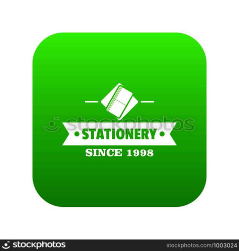 Stationery icon green vector isolated on white background. Stationery icon green vector