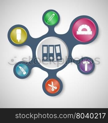 Stationery infographic templates with connected metaballs, stock vector