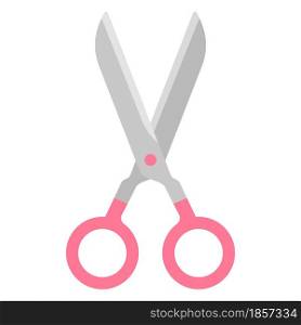 Stationery portable scissors flat icon illustration. Item to be cut. Scissors for school, office or creator.. Stationery portable scissors flat icon illustration.