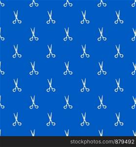 Stationery scissors pattern repeat seamless in blue color for any design. Vector geometric illustration. Stationery scissors pattern seamless blue